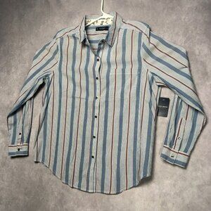 Lucky Brand Womens Button Up Long Sleeve Shirt size Large New w Tags Blue Stripe